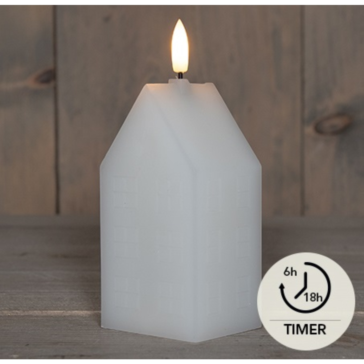 Anna's Choice LED Kaars wax huisje wit 5x6x15cm