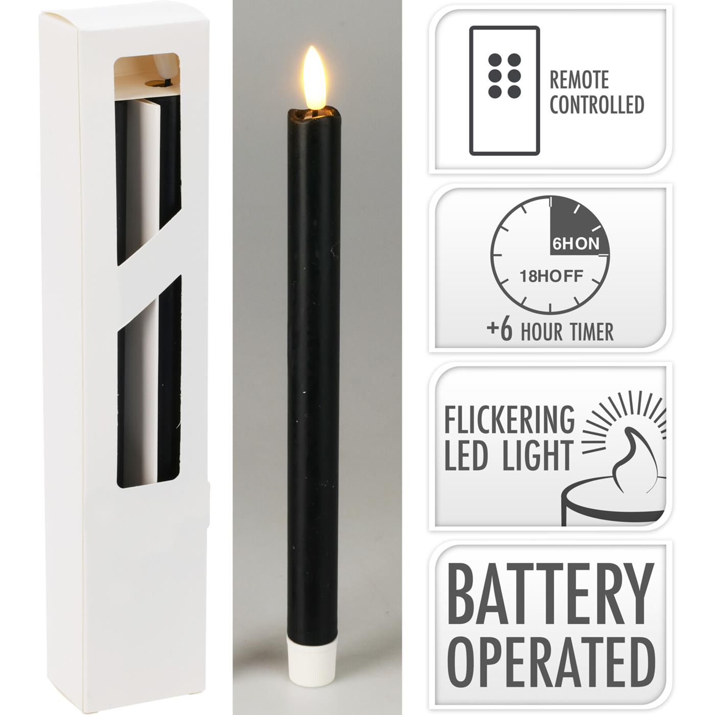 Home & Styling LED dinerkaars zwart set a 2 stuks 25cm