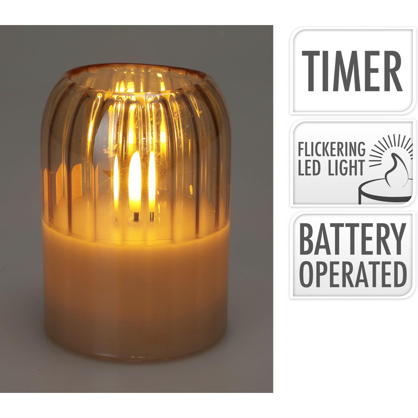 Home & Styling Led kaars in glas amber 10cm