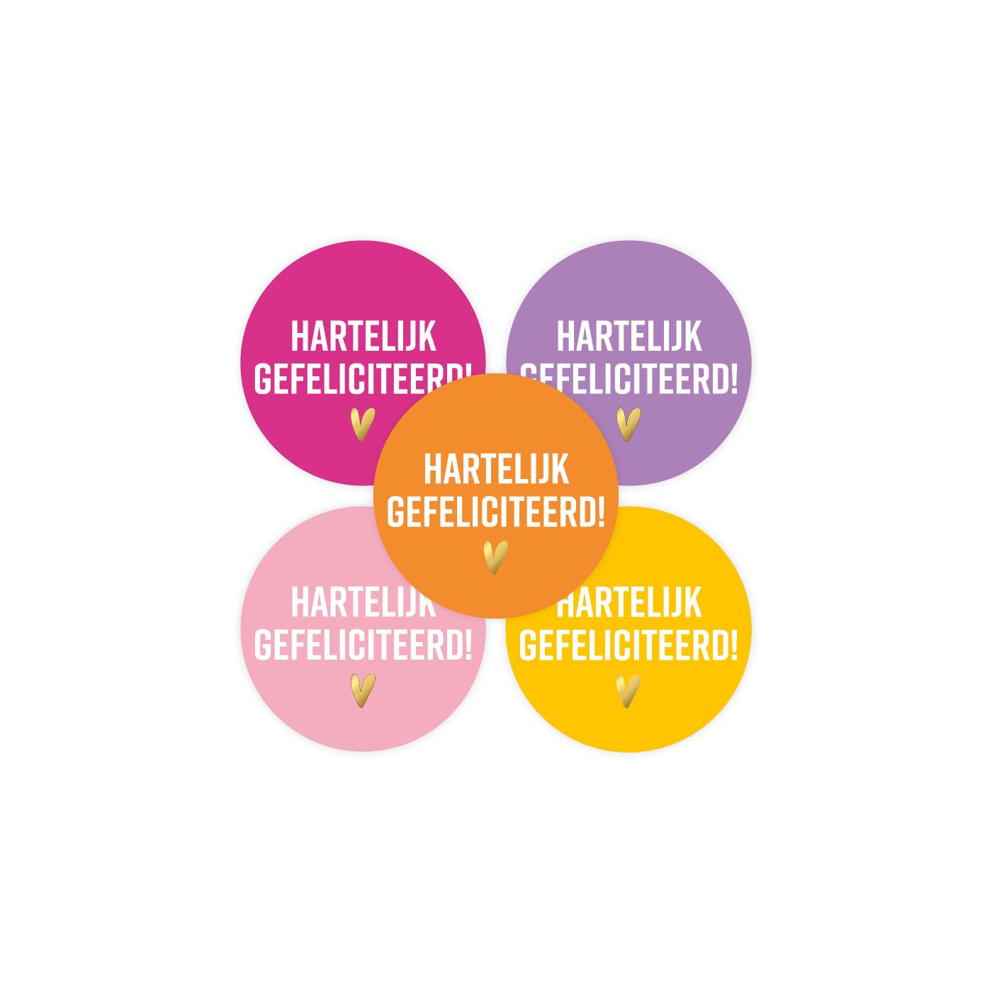 Stickers Hartelijk gefeliciteerd kleur