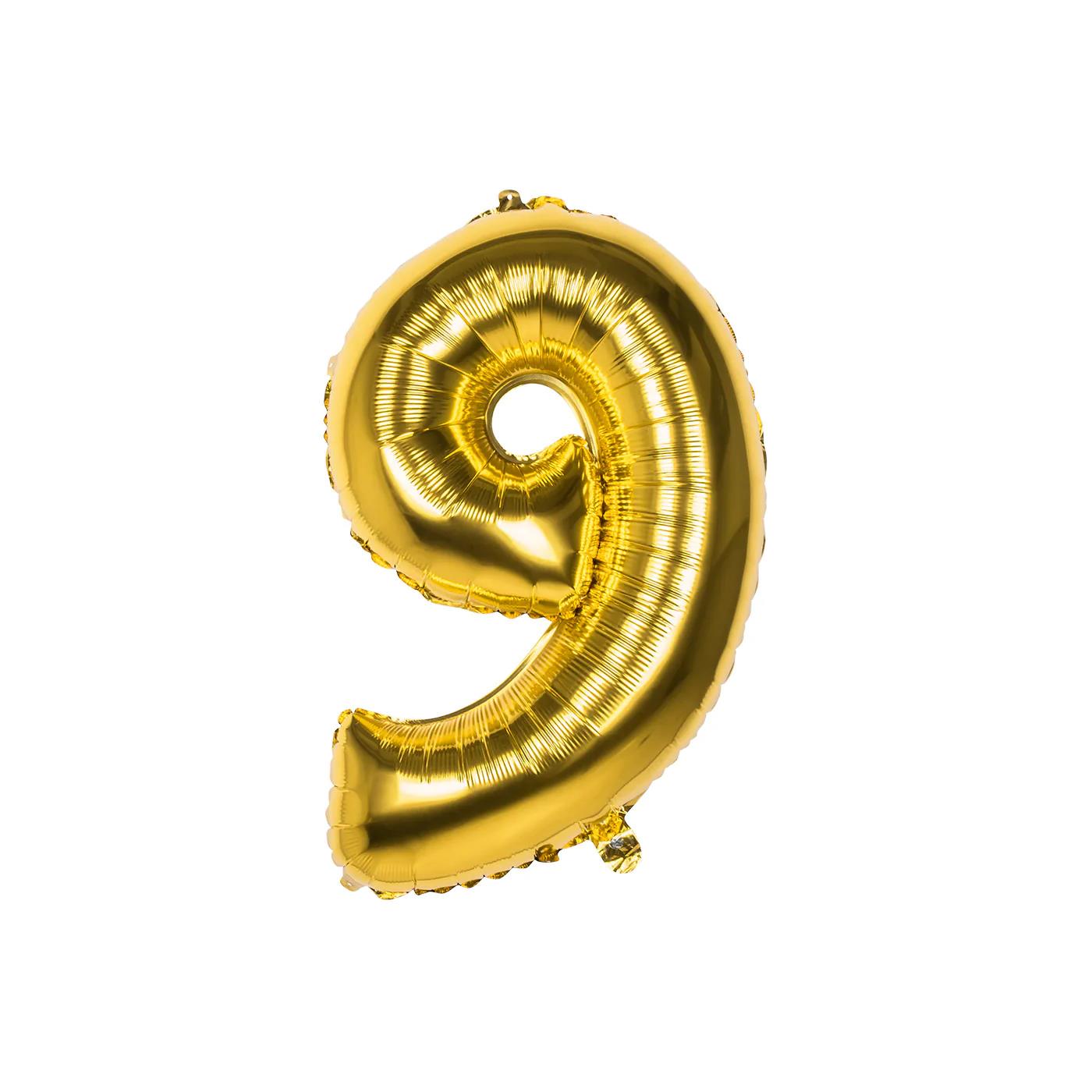 Folieballon 9 goud 86cm