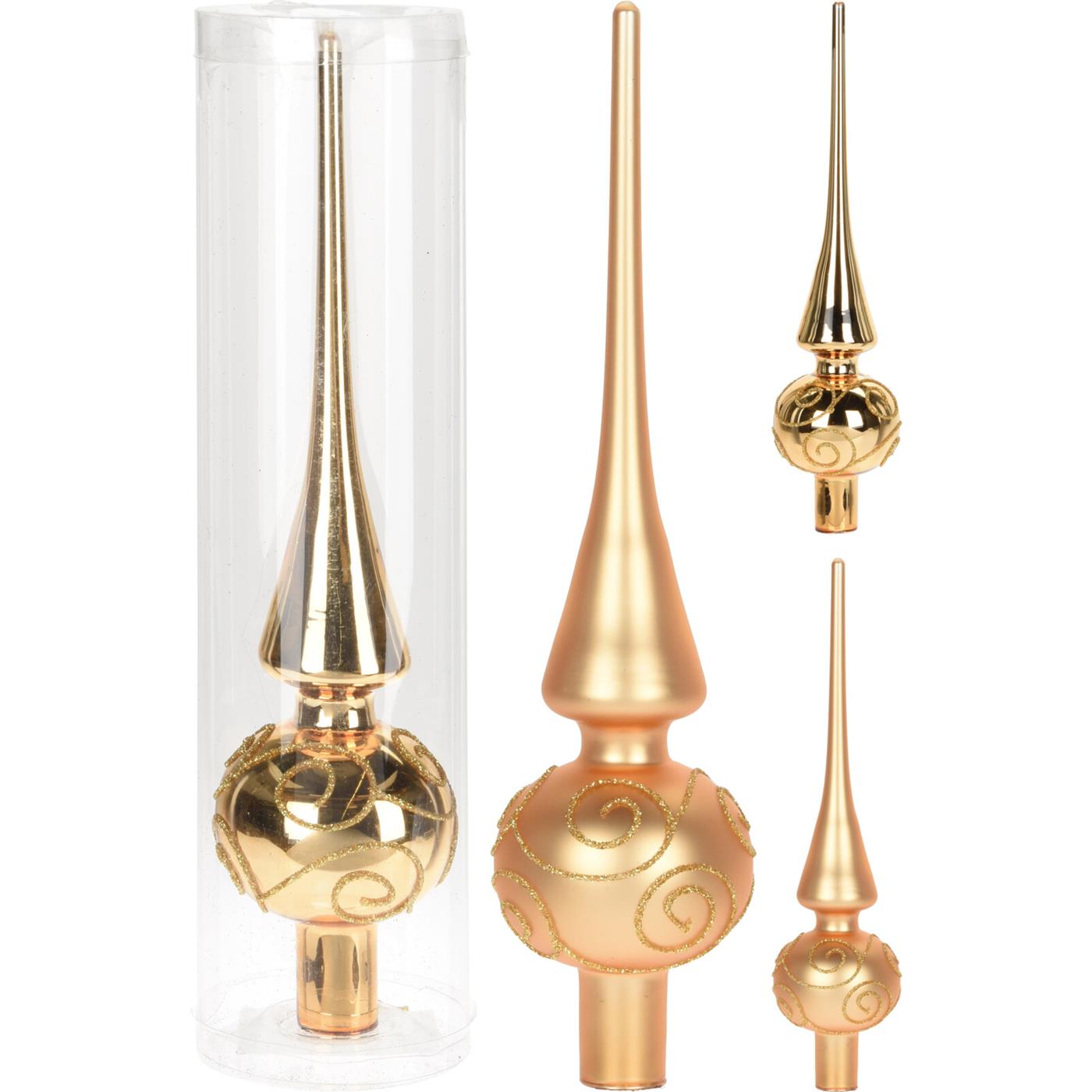 Merkloos Piek goud glas 25cm 2 assorti