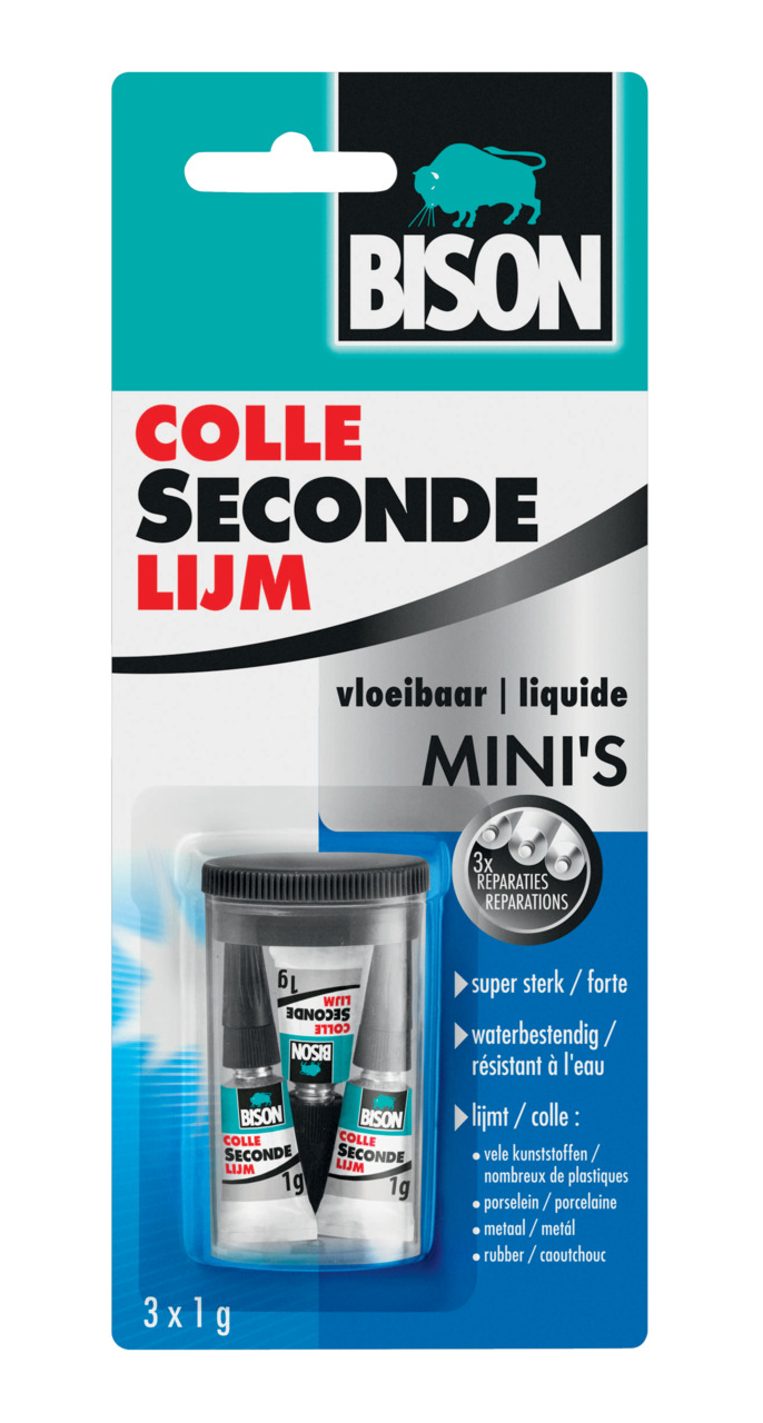 Bison Secondelijm Mini 3x1g Bison Secondelijm Mini 3x1g