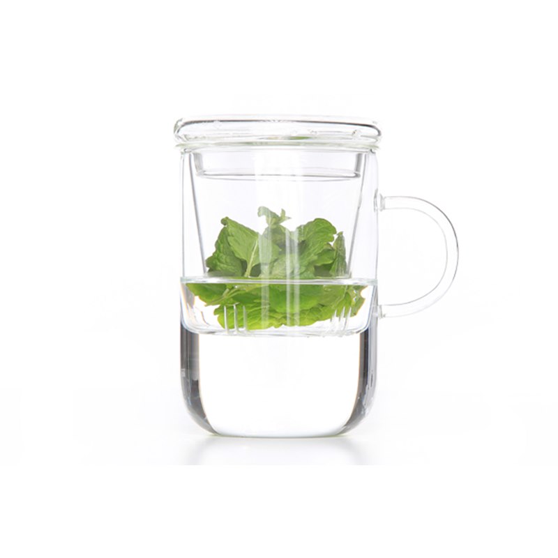Theeglas met filter ? 8cm h=12cm