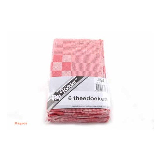 Theedoeken blok 60x65 rood pak a 6 st. Theedoeken blok 60x65 rood pak a 6 st.