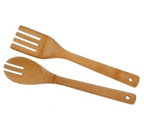 Excellent Houseware saladebestek bamboe 2 delig